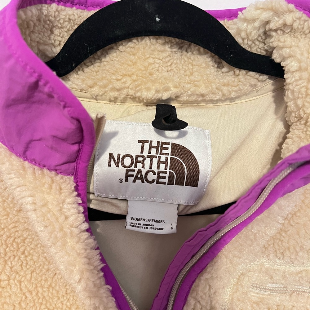The North Face Women's Cream and Purple Teddy Jacket - Picture 3 of 4